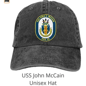 Cappello da baseball American US Navy verde denim strapback regolabile USS John McCain - Foto 1 di 6