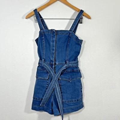 Romper jeans Olivaceous feminino S com cinto azul Margarita Festival anos 90 Y2K - Imagem 1 de 4