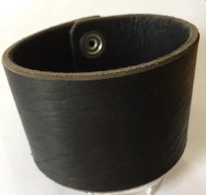 Black Wrap Cuff - 2" Wide - Handmade Latigo Leather Wristband Handmade In USA ! - Picture 1 of 7
