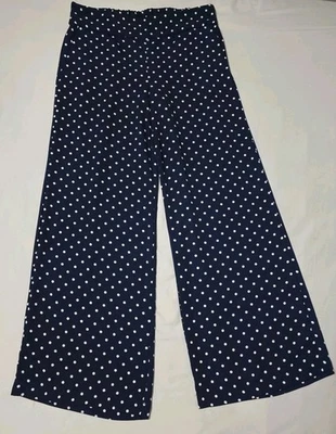 Брюки Adrienne Vittadini с широкими штанинами синие белые в горошек пулон размер 8 - Изображение 1 из 4