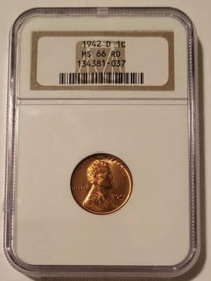 1942 D Lincoln Wheat Cent MS66 RED NGC - Image 1 of 4