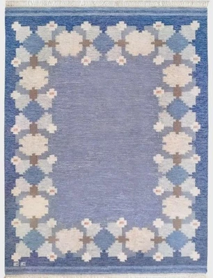 Blue Flat weave Scandinavian Swedish Kilim Rug for Living Room Area Rug Bedroom - Image 1 of 4
