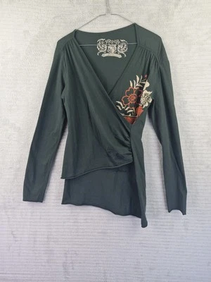 Top envolvente de manga larga floral verde Replay para mujer talla L Pit2Pit 38" Foto 1 de 4