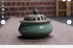 1pc Longquan Celadon Ceramic Ge kiln Incense Burner Buddhist Supplies - Picture 1 of 2