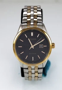 Reloj Citizen Eco Drive Hombre Corso BM7256-50E Dorado Plata Negro Fecha Clásico 100m - Imagen 1 de 4