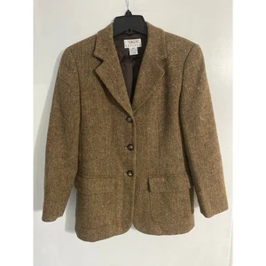 Talbots blazer jacket women’s size 2p brown herringbone 100% wool made in Italy - Picture 1 of 5