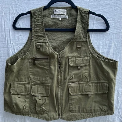 Chaleco de pesca Columbia de colección con aparejos talla L verde utilitario caza Foto 1 de 4
