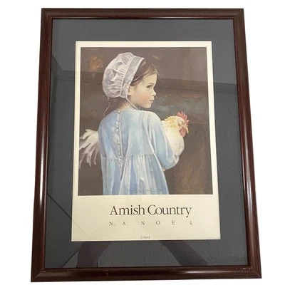 Lápiz Emma Amish Country estampado N A Noel enmarcado mate firmado 1990  Foto 1 de 4