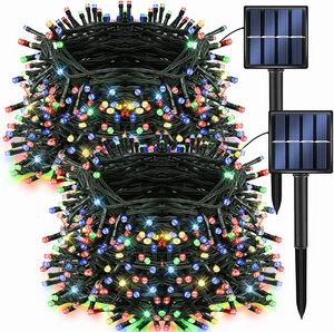2 Pack Total 400LED 132FT Multi-Colored Christmas Solar String Outdoor Lights, S - Picture 1 of 9