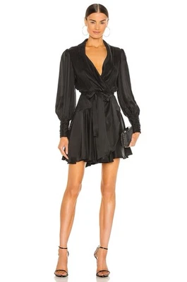 Zimmermann Silk Wrap Mini Dress, Black, Size 0 (US 4) - MSRP $595 - Image 1 of 4