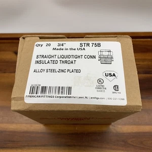 Qty 20 STR 75B Straight Liquid tight Steel Connectors 3/4" American Fittings New - Picture 1 of 6