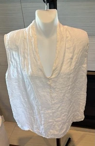 $139 INIZIO Made In Italy Linen V-Neck Top Blouse Garmentory M EUC! - Picture 1 of 17
