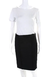 Nanette Lepore Womens Striped Print Patchwork Zipped Midi Skirt Black Size 4 - Picture 1 of 5