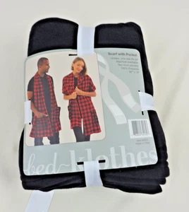 Ropa de cama 80" Bufanda con bolsillo - 18" de ancho - Negro - Dos bolsillos delanteros - Imagen 1 de 2