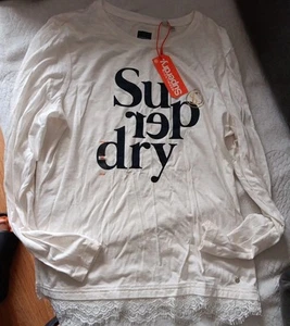 Super Dry Long Sleave Top With Laces Size 12 - Picture 1 of 4