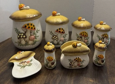Juego de botes de 8 piezas Merry Mushroom de colección Sears Roebuck & Co. Hecho en Japón (Leer) Foto 1 de 4