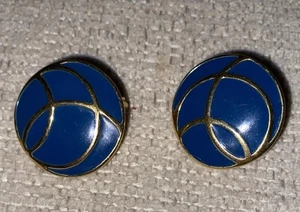 Vintage Ohrstecker blau Emaille Monet goldfarben - Bild 1 von 4