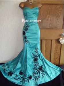 RRP £65 ❤️ JANE NORMAN Green Evening Mermaid Long Dress Size 10 12 prom ball - Picture 1 of 9