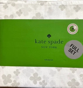 Kate Spade 100 % Baumwolle Größe VOLLSTÄNDIG 4-teiliges grau & weiß Blumendruck Lakenset neu - Bild 1 von 5
