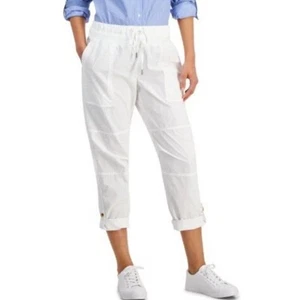 Nautica Womens White Roll Tab Utility Caspian Cargo Capri/Pants XLarge NWT - Picture 1 of 11