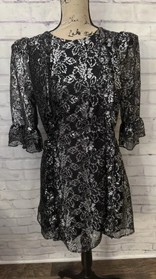 The Vampire’s Wife H&M Metallic Lace Dress Large Whimsigoth Fairy Party Romance - Image 1 of 4