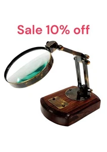 Antique Brass Adjustable Magnifying Glass Nautical Vintage Table Decor Magnifier - Picture 1 of 6