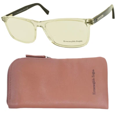 全新!! EZMENEGILDO ZEGNA EZ5056 027 55-15-145 透明矩形全边光学 — 第 1/4 张图片