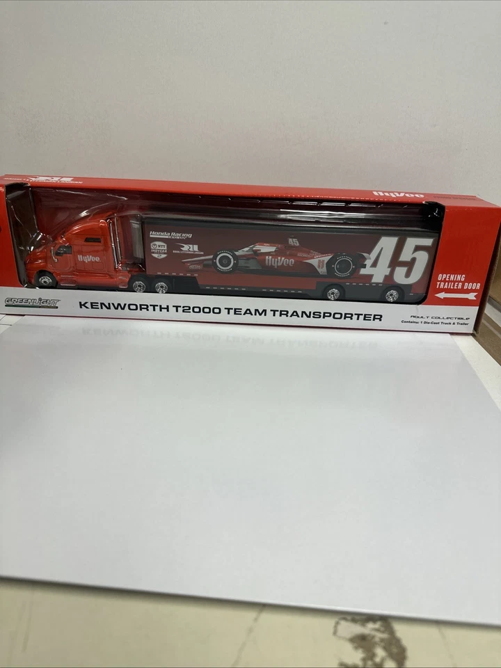Camión de transporte para carros de carreras Indycar 1/64 rojo Jack Harvey #45 HyVee Metal - Nuevo Foto 1 de 3