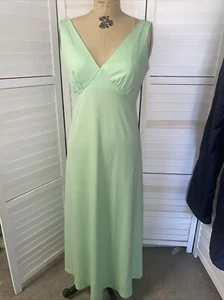 JC Penney 60s 70s Vintage Green Polyester Maxi A-line Dress Sleeveless Medium - Picture 1 of 8