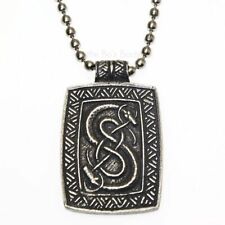 Loki of Urnes Viking Snakes Carving Pewter Pendant Necklace V10