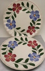Lot 2 Vintage Blue Ridge Large Plate Platter Hand-Painted Florals 10 1/4" Dia. - Picture 1 of 12
