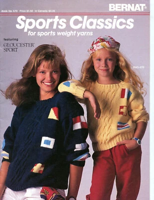 Vintage 1989 Sports Classics - Bernat Knitting Pattern Book #670 - Family - Image 1 of 2