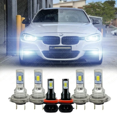 For BMW 328i 2007-2016 Bulbs LED Headlights Hi/Low Beams + Fog Lights kIT Combo - Image 1 of 4