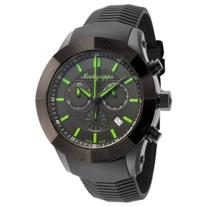 Nuovo Orologio Cronografo Uomo MONTEGRAPPA $1825 44 MM DLC Marcatori Verdi Made in Svizzera - Foto 1 di 2