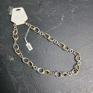 Collar de eslabones de cadena de dos tonos tono plata tono dorado joyería de moda  - Imagen 1 de 4