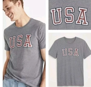 NWT Old Navy Men’s T-Shirt Sz L USA Theme Soft-Washed Heathered Gray USA Graphic - Picture 1 of 9