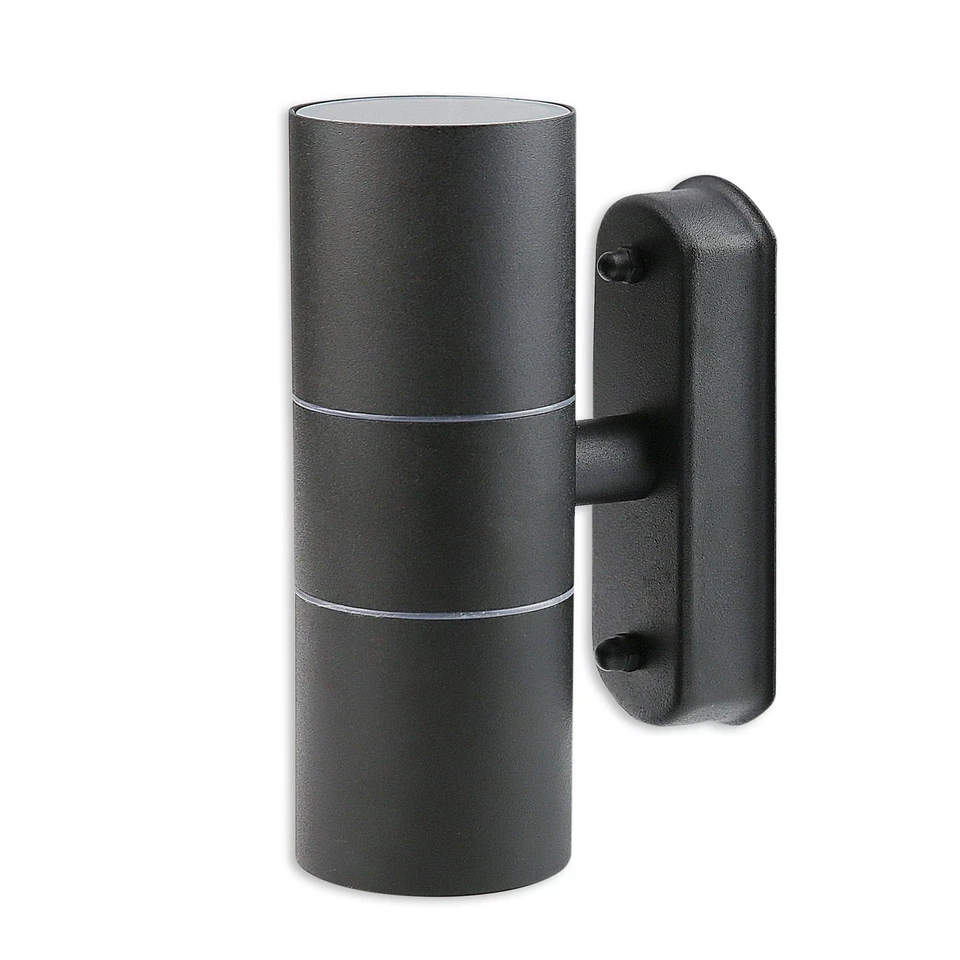 Wandleuchte Außen-Leuchte schwarz Außenlampe IP44 Aluminium 2x GU10 Gartenlampe - Bild 1 von 1