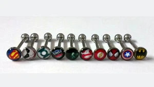 Surgical Steel Superhero / Film Logo Tongue Bar Barbell Piercing - Picture 1 of 1