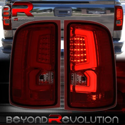 For 2007-2014 Sierra 2500 HD 3500 HD Red Smoked LED Brake Stop Tail Lights Lamps - Image 1 of 4