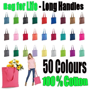 Shopping Bag Bright tote long handle Bag for Life Cotton - Picture 1 of 50