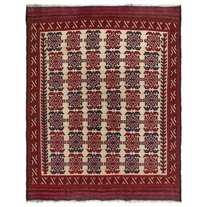 Beige Red Traditional Flat Kilim Wool Oriental Saghari Area Rug 4'8x6'0ft Y12465 - Picture 1 of 6