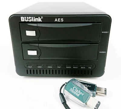 Dual Keys USB 3.2 256-bit AES Hardware Encrypted 2-Bay RAID 0 Hard Drive 48 TB - Image 1 of 4