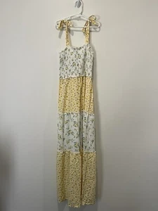 BeBop Farmers Daughter Girls Yellow Flower Maxi Dress Spaghetti Strap Size Small - Picture 1 of 8