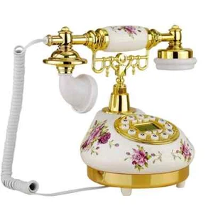 Ceramic Vintage Phone Landline Telephone With Caller ID, Blue Screen Backlight - Zdjęcie 1 z 14