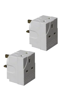 2x 3 Way Plug In Adaptor Fused White 13 Amp - SecurLec - Picture 1 of 1