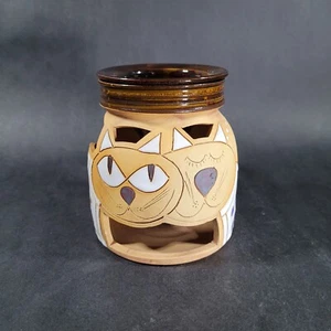 Whimsical Art Pottery Cat Wax Oil Warmer Home Scent Hand Made Signed - Picture 1 of 9