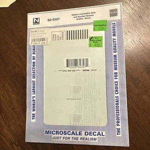 Microscale 60-4357 N Scale Steam Locomotive Data & Number Boards Decal Silver Go - Picture 1 of 3