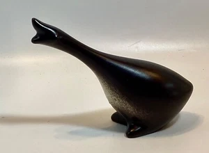 Vtg Howard Pierce Small Black Speckled Honking Goose Figurine 4" - Picture 1 of 8