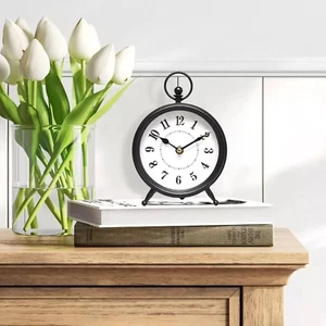 Vintage Black Table Clock on Stand Decorative Desk & Shelf Clock Decorative - Picture 1 of 11