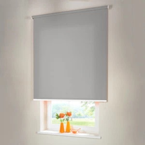 Sichtschutzrollo Mittelzugrollo Springrollo Rollo - Höhe 120 cm grau - Bild 1 von 47